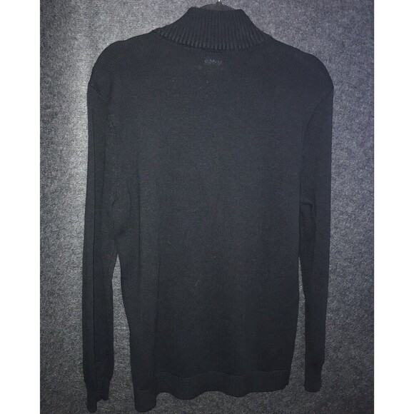 Tesla Embroidered White Logo Black Quarter 1/4 Zip Sweater Medium Knit Mock Neck - Picture 6 of 9